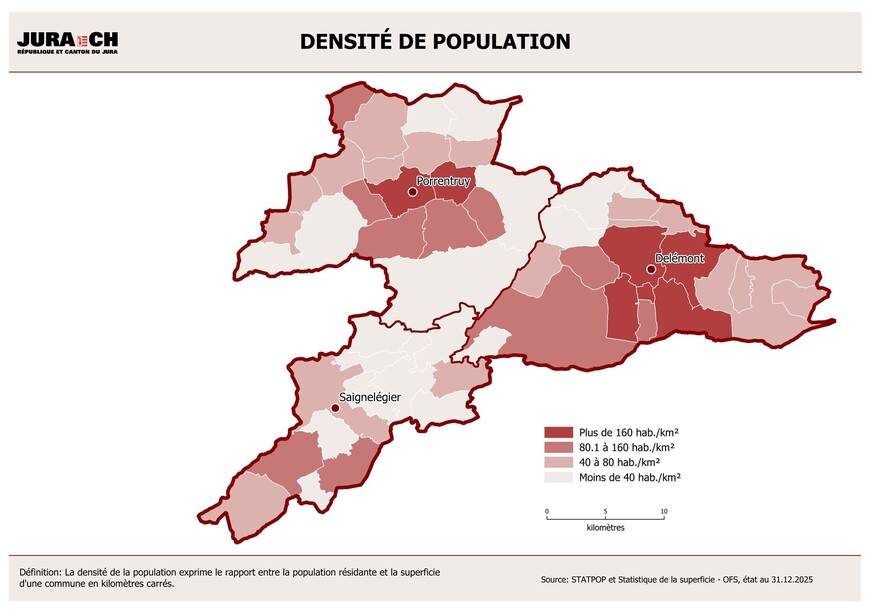 Densité de la population au 31.12.2025