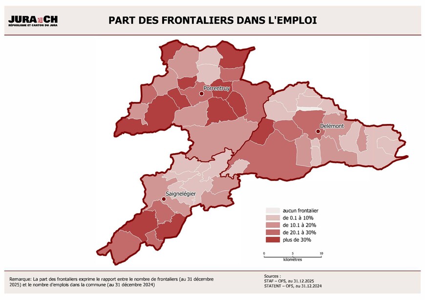 Part des frontaliers dans l'emploi